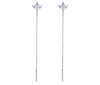 Maple shape with Dangling Chain Silver Earring STC-2193
